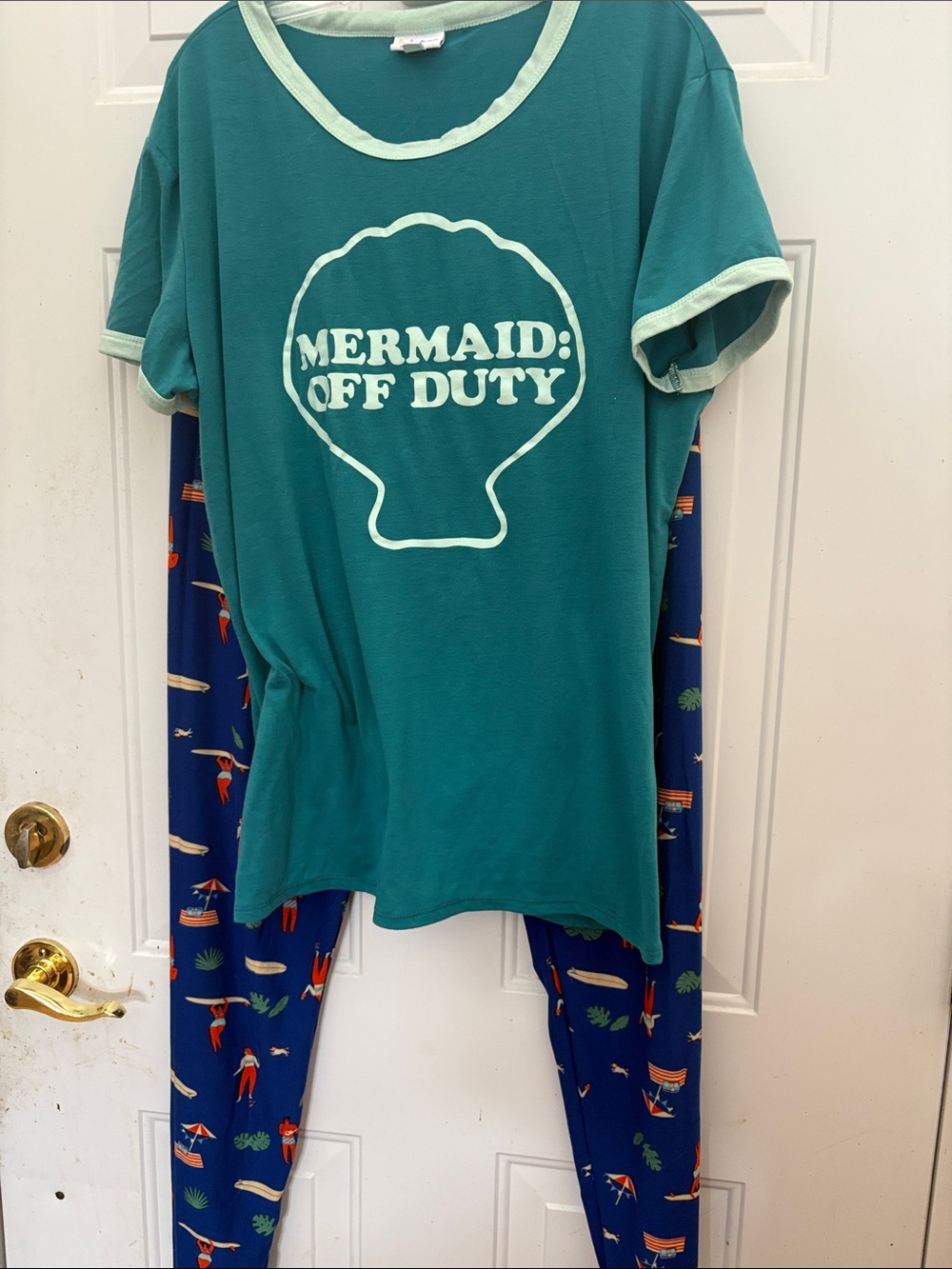 LuLaRoe Teal Tee with Mint Trim